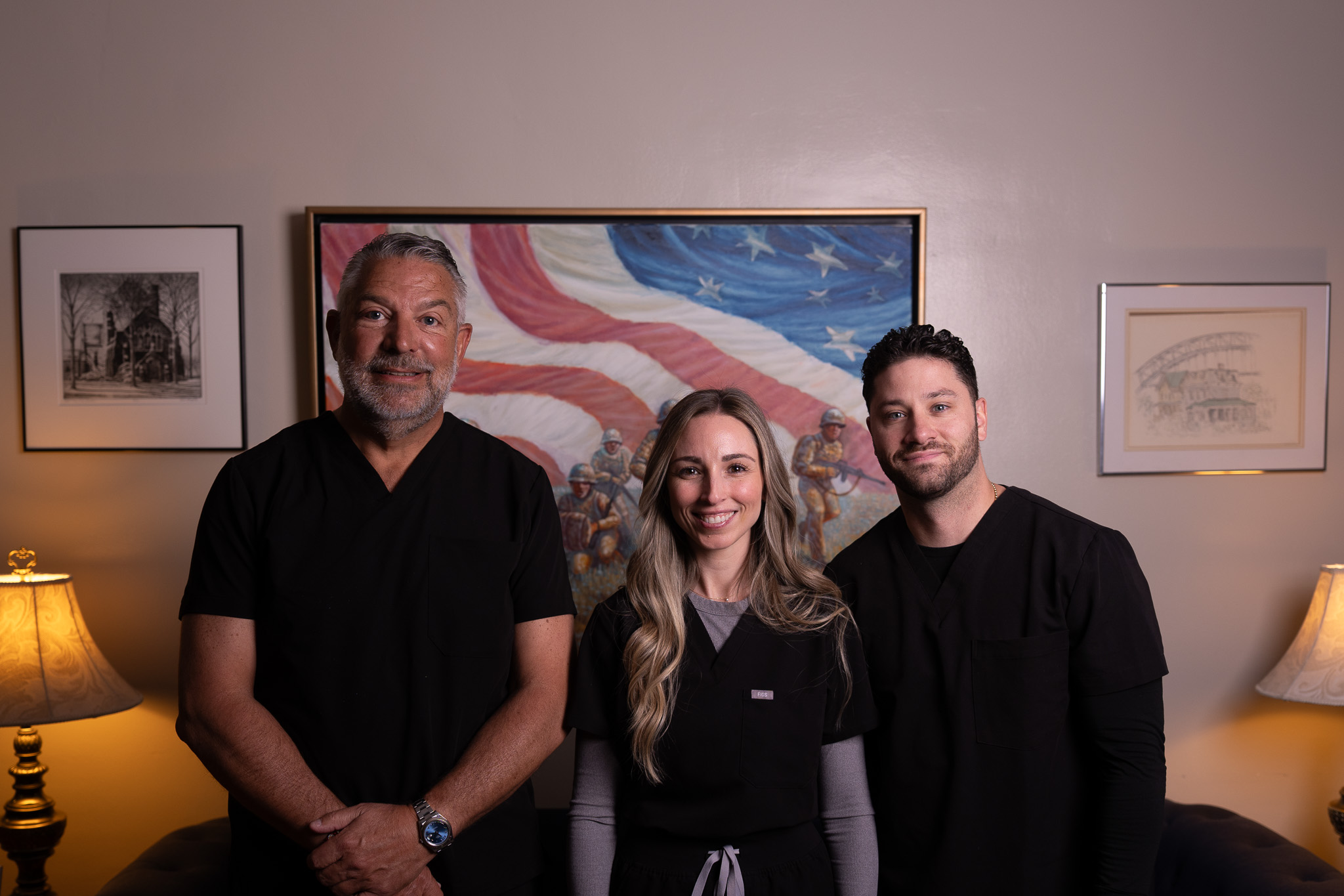 Dr. Bryan Pieroni, hygienist Marin Pugliesi, and Dr. Mark Fiorello at the Clove Road office